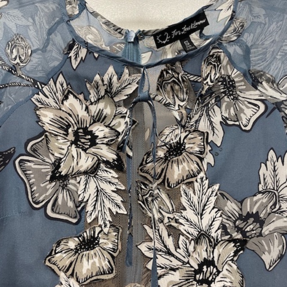For Love & Lemons Sierra Silk Mini Dress Blue Floral EUC - Picture 7 of 15